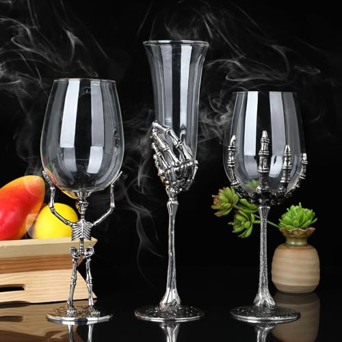 Halloween Skull Wine Glass E2 - Skeleton Hand Goblet for Parties