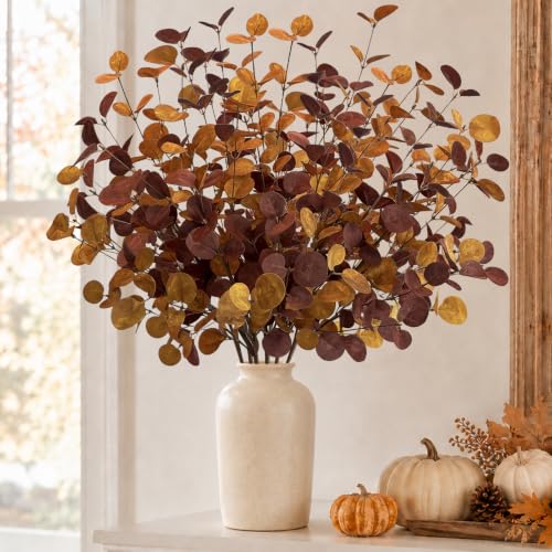 Fall Decor 6Pcs 28-Inch Faux Eucalyptus Stems for Thanksgiving Autumn Home