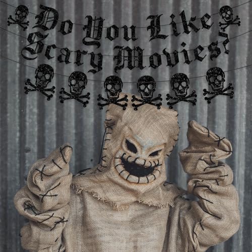 Gothic Halloween Banner & Skull Garland Set for Spooky Party Decorations