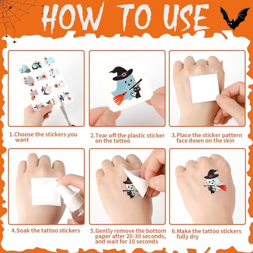 Halloween Ghost Glitter Temporary Tattoos - 120 Pcs Kids Halloween Party Stickers - Variation: Ghost Style