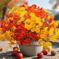 Artificial Fall Flowers Outdoor Decor - 12 Pcs Autumn Fake Plants with UV Resistance & Waterproofing - Fall Mix