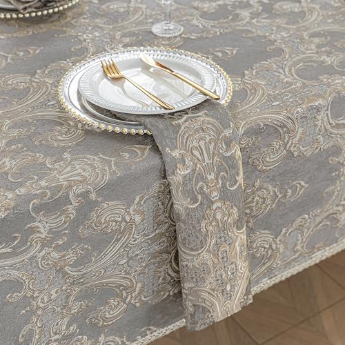 Grey Damask Cloth Napkins Set of 4 - 18 x 18 Inches - Elegant Table Decor