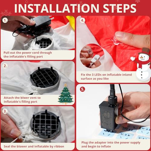 12V 1.5A Inflatable Fan Replacement with 2A Plug & LED Lights - Halloween & Xmas Yard Decor