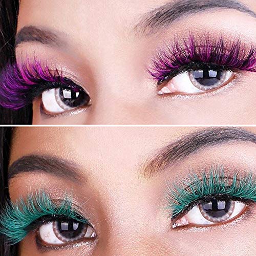 Colored False Eyelashes 15mm Wispy Faux Mink Lashes for Makeup & Cosplay - 7 Pairs