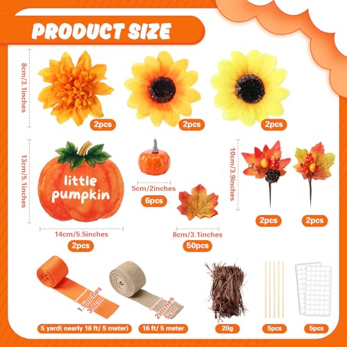 Baby Shower Fall Diaper Cake Kit with Pumpkin & Autumn Decorations