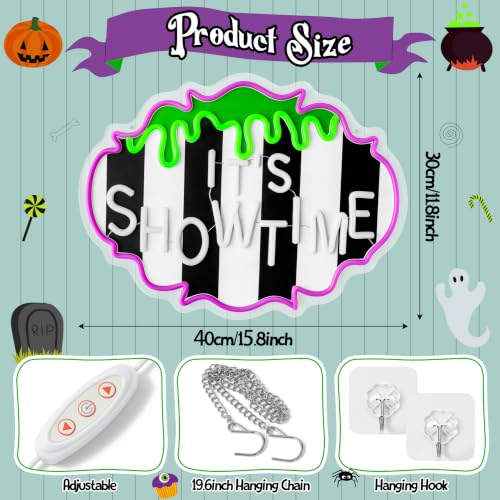 Halloween It's Showtime Horror Wall Door Window Sign - Spooky Acrylic Decor