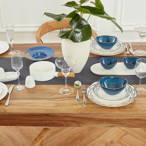 Charcoal Linen Table Runner 14x90 Inches - Medium Weight, Handcrafted