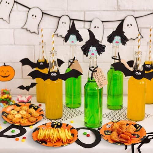Halloween Paper Plates 9 Inch Pumpkin Bat Disposable Party Dinnerware - 100 Pack