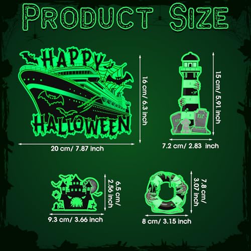Halloween Cruise Door Magnets 16 Pcs Glow Decorations Scary & Bright Variations
