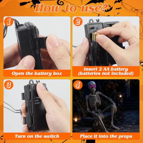 Purple LED Glowing Eyes with Timer - Waterproof Halloween Outdoor Decorations (2 Pack)