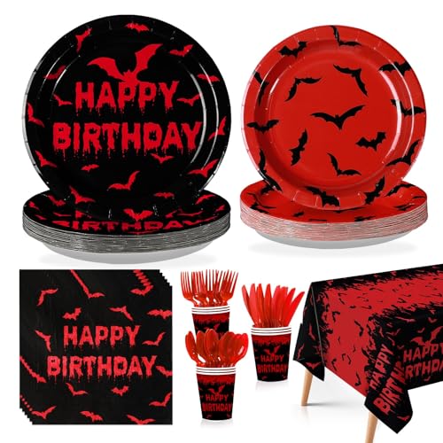 Halloween Bat Party Decorations Set - Bloody Bat Theme, Serves 24, 170 Pieces