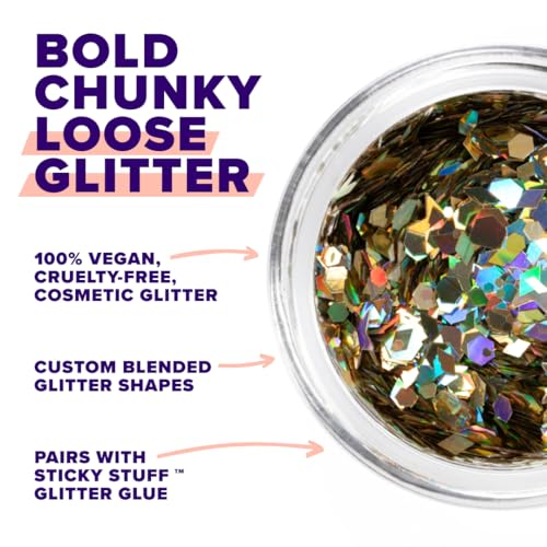Unicorn Snot Macro Face & Body Glitter - Solar Gold, Cosmetic Grade, Large Particles