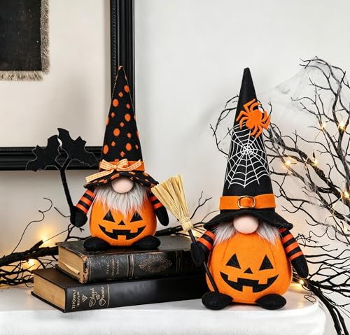 Halloween Plush Gnomes Decorations Set of 2 - Pumpkin Variation