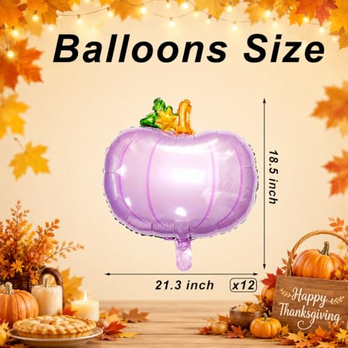 Purple Fall Pumpkin Foil Balloons for Thanksgiving & Autumn Decor - Eostankr
