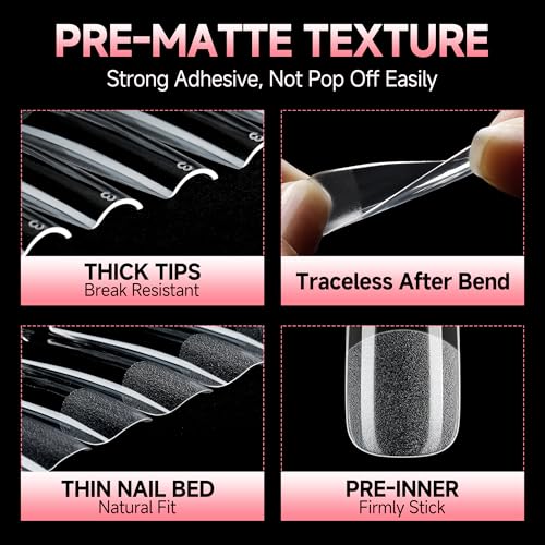 XXL Square Nail Tips Full Cover Pre-File Gel Extensions - A0 Variations