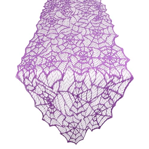 Purple Lace Spiderweb Table Runner 12x72 Inch Halloween Decor - 1 Pc