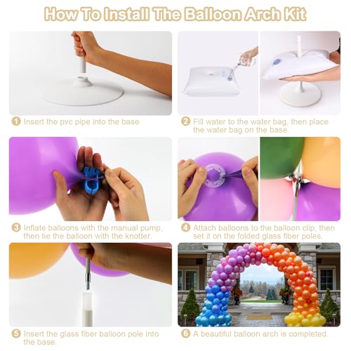 White Balloon Arch Kit 7.4ft Stand Frame with Base for Weddings & Parties