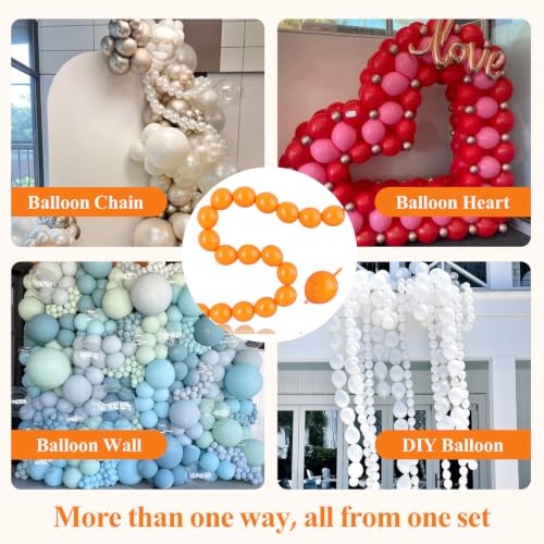 Orange Linking Balloons - 6 Inch Latex Party Chain Set, 100pcs - Fall Link Balloons
