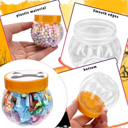 36 Pack Halloween Plastic Pumpkin Candy Jars with Orange Lids - Small Treat Containers for Parties & Decorations