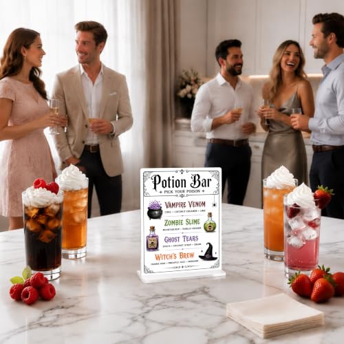 Potion Bar Sign with Base - Pick Your Poison Halloween Drink Menu - Gothic Acrylic Sign - Potion Bar 2
