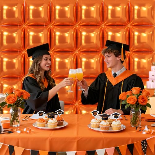 C01 - Orange 36PCS Metallic Square Foil Balloons Wall Backdrop - Party Decor
