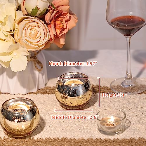 Set of 24 Rose Gold and Gold Candle Holders for Weddings & Events - 2 Inch