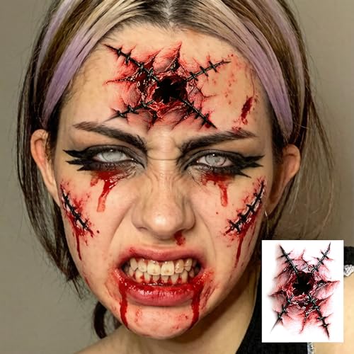 Halloween Fake Wound & Scar Tattoos - Eye Scar Variation