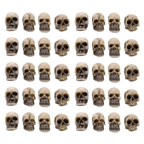 Halloween Mini Skull Set - 40 Realistic Resin Skeleton Heads for Decor