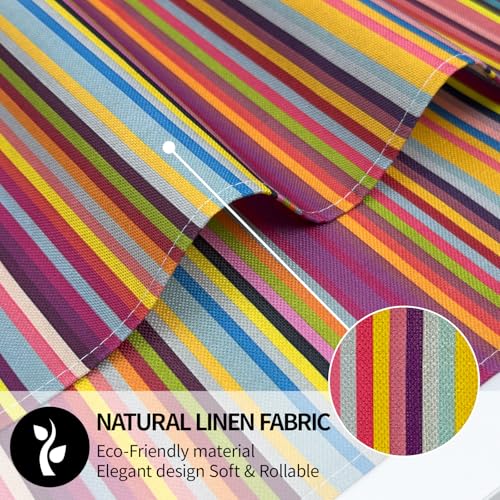 Rainbow Set of 4 Faux Linen Placemats - 12x18 Inch Dining Table Mats
