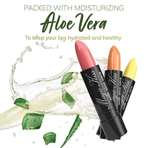 Magic Kiss Aloe Vera Color Changing Lipstick Set - Black Variation, 6 Pack