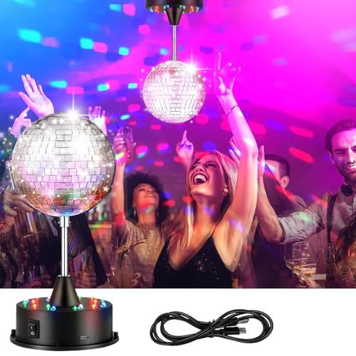 5 Inch Mirror Disco Ball Light - Rotating Party LED Lamp for Christmas & Events