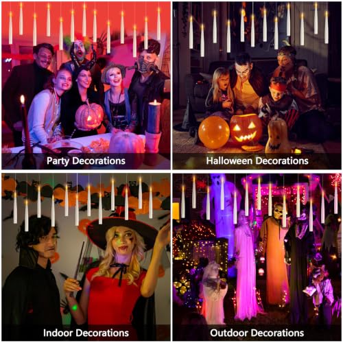 Floating Candles with Wand Remote Control - 20 Pcs Halloween Hanging Decor