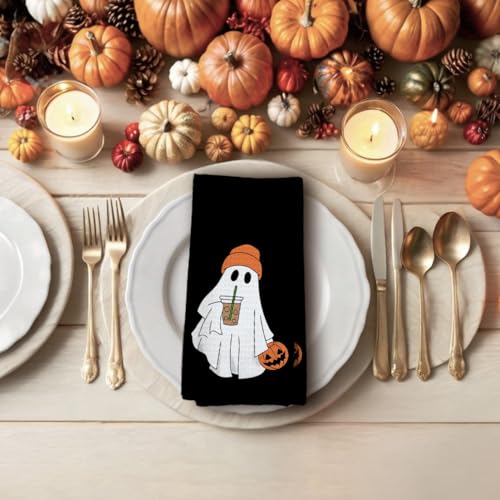 Halloween Kitchen Towels Black Ghost Pumpkin Decorative Hand Towel 16x24in