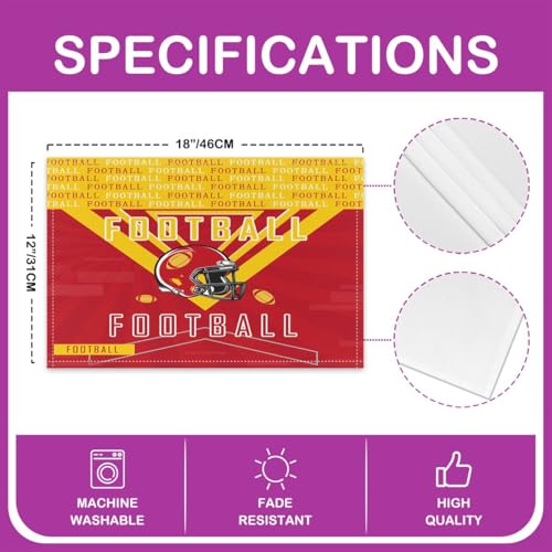 Feelyou Football Table Mats - Red & Yellow Placemats for Kitchen, Dining & Parties