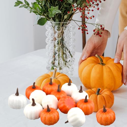 Mini Artificial Pumpkin Set for Fall Harvest & Holiday Decor - 24 Pcs