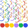 Colorful Hanging Swirl Decorations - 24 Pack Party Ceiling Streamers with Double & Single Swirls
