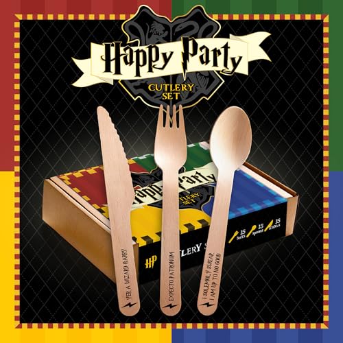 Themed Disposable Cutlery Set - 45 Eco-Friendly Wooden Utensils for Parties
