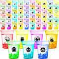 Glow in The Dark Halloween Party Cups Set with Stickers and Coasters - 70 Pcs, 12 oz