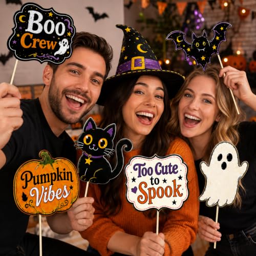 21 Pcs Halloween Photo Booth Props Set - Spooky & Fun Party Accessories