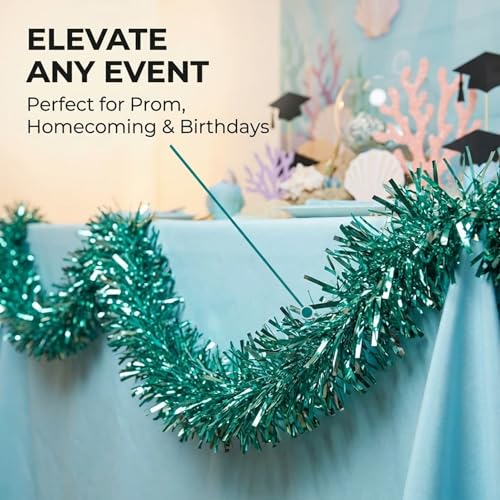 Teal Metallic Twist Garland - 4 Inch x 25 Feet Parade Float & Party Decor
