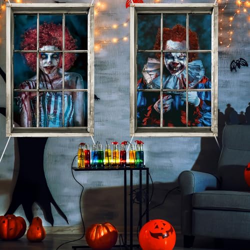 Halloween Clown Window Cover Set - Scary Horror Silhouette Decorations, Clown Style