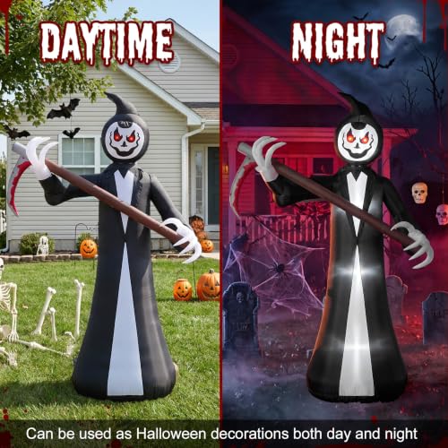 10FT Inflatable Halloween Grim Reaper with Rotating Head & LED Lights