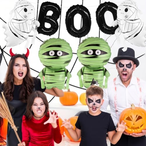 Halloween Party Balloons Set - Foil Ghost Mummy Boo Decorations for Events