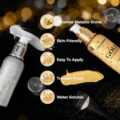 Gold Face & Body Paint - Washable, Long-Lasting, Highly Pigmented for Halloween & Stage Makeup - 75ml