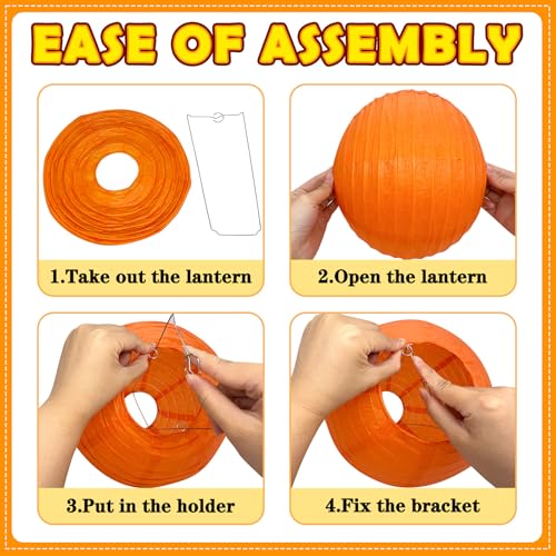 16 Pack Orange Paper Lanterns for Fall Halloween Party Decorations