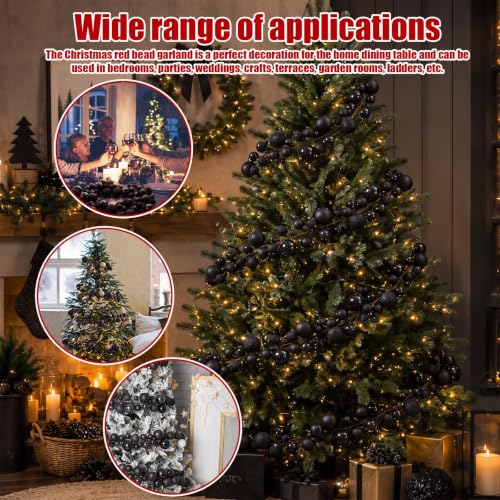 Black Christmas Garland 6 Ft Pack of 2 - Elegant Shimmering Holiday Decor