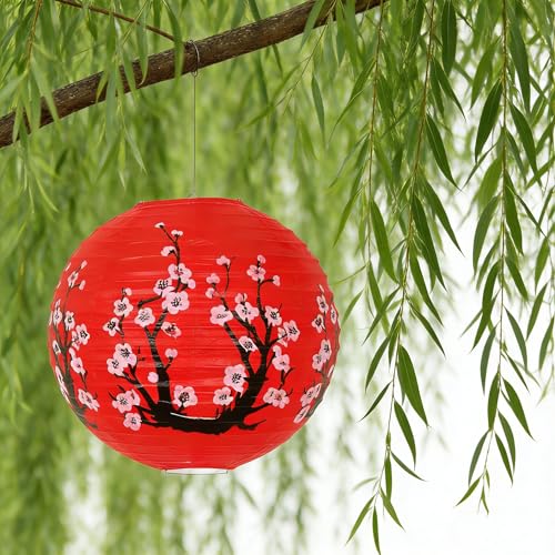 Red Paper Lanterns Set - 6 Pack 12-Inch Hanging Chinese & Japanese Decor for Festivals