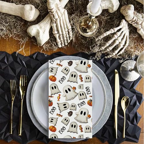 White Halloween Paper Napkins 100Pcs Horror Pumpkin Ghost Decorations