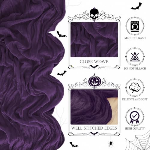 Purple Cheesecloth Table Runner 10FT 2 Pack - Rustic Wedding & Party Decor