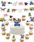 Farm Animal Cake Topper and Cupcake Toppers Set - Blue Truck Birthday Decorations, 42 Pieces